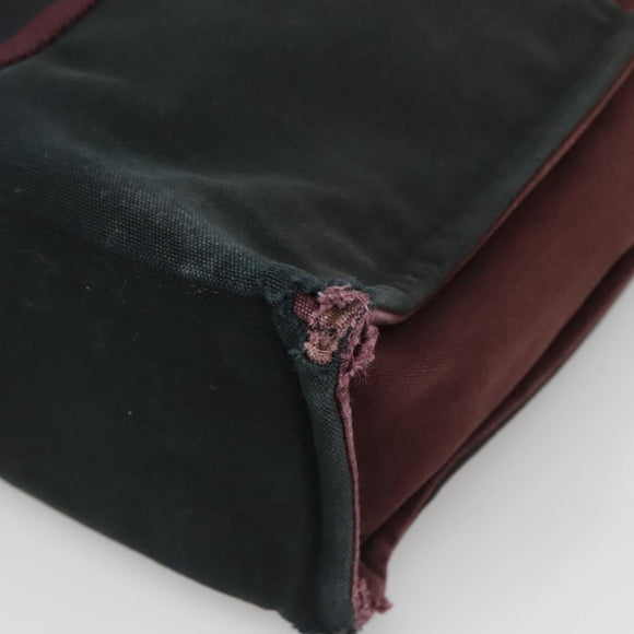 HERMES Fourre Tout MM Hand Bag Canvas Wine Red Auth ti3105