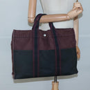 HERMES Fourre Tout MM Hand Bag Canvas Wine Red Auth ti3105-19