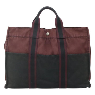 HERMES Fourre Tout MM Hand Bag Canvas Wine Red Auth ti3105 - 0