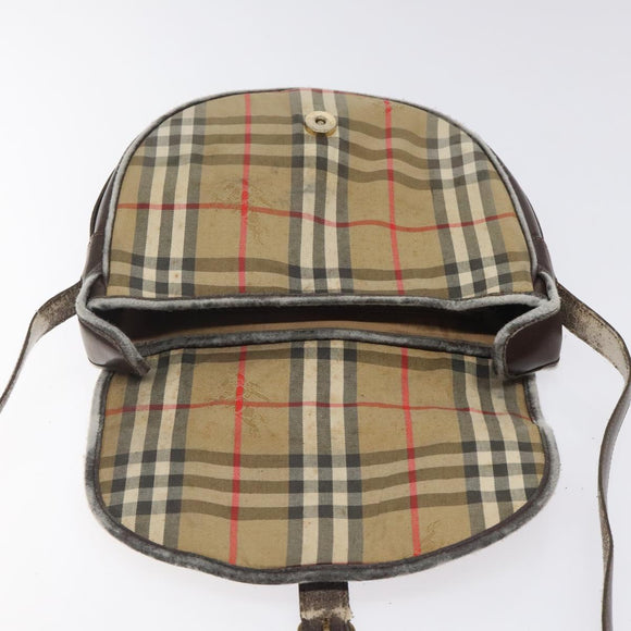 Burberrys Nova Check Shoulder Bag Canvas Beige Auth ti3106