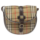 Burberrys Nova Check Shoulder Bag Canvas Beige Auth ti3106-13