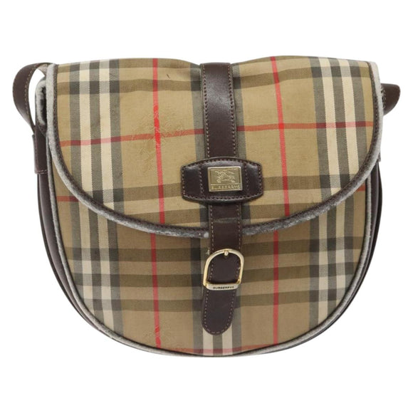 Burberrys Nova Check Shoulder Bag Canvas Beige Auth ti3106