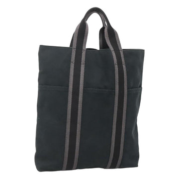 HERMES Fourre Tout Cabas Tote Bag Canvas Black Auth ti3108