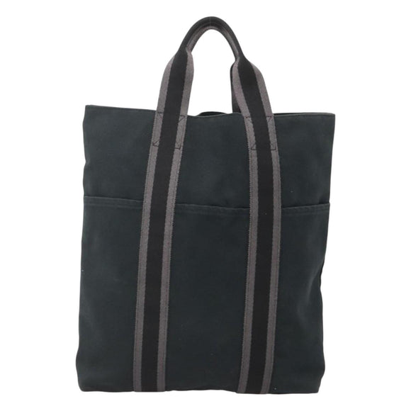HERMES Fourre Tout Cabas Tote Bag Canvas Black Auth ti3108
