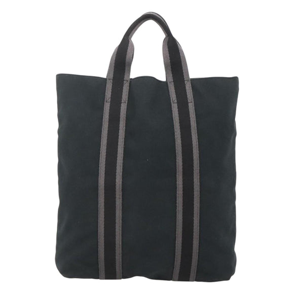 HERMES Fourre Tout Cabas Tote Bag Canvas Black Auth ti3108