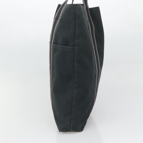 HERMES Fourre Tout Cabas Tote Bag Canvas Black Auth ti3108