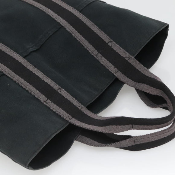 HERMES Fourre Tout Cabas Tote Bag Canvas Black Auth ti3108