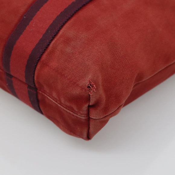 HERMES Fourre Tout Cabas Tote Bag Canvas Red Auth ti3109