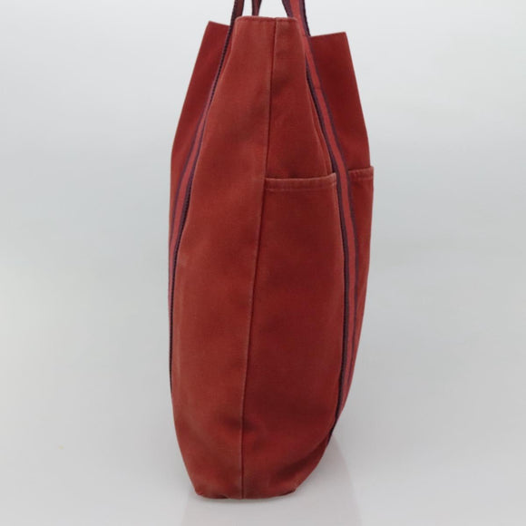 HERMES Fourre Tout Cabas Tote Bag Canvas Red Auth ti3109