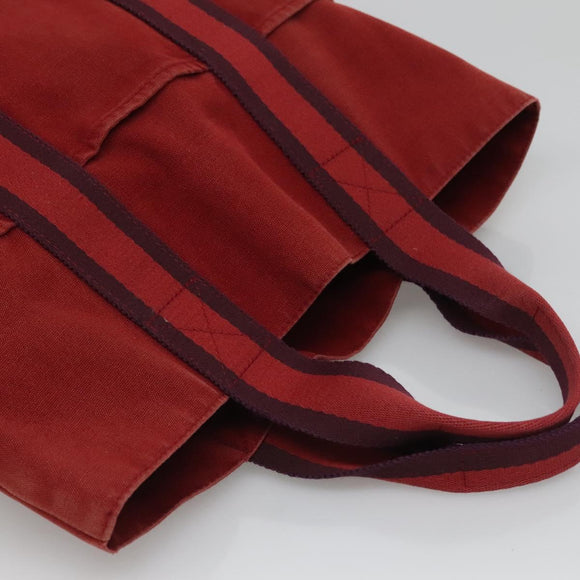 HERMES Fourre Tout Cabas Tote Bag Canvas Red Auth ti3109
