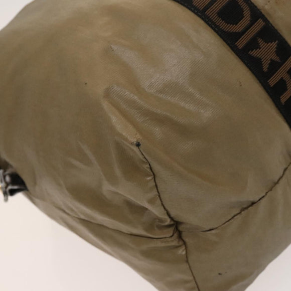 FENDI Boston Bag Nylon Brown Gold Auth ti3112