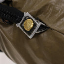 FENDI Boston Bag Nylon Brown Gold Auth ti3112-9