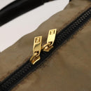 FENDI Boston Bag Nylon Brown Gold Auth ti3112-10