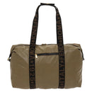FENDI Boston Bag Nylon Brown Gold Auth ti3112-13