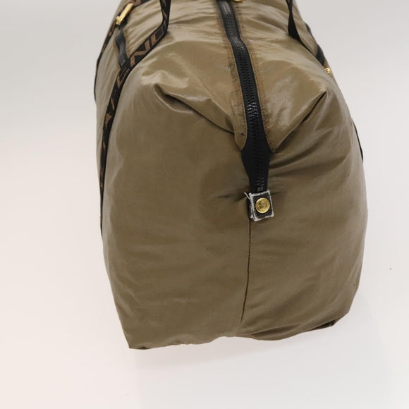 FENDI Boston Bag Nylon Brown Gold Auth ti3112