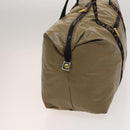 FENDI Boston Bag Nylon Brown Gold Auth ti3112-4