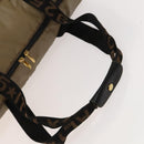 FENDI Boston Bag Nylon Brown Gold Auth ti3112-7