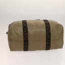FENDI Boston Bag Nylon Brown Gold Auth ti3112-5