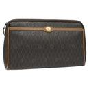 Christian Dior Honeycomb Canvas Clutch Bag PVC Black Auth ti3115-1