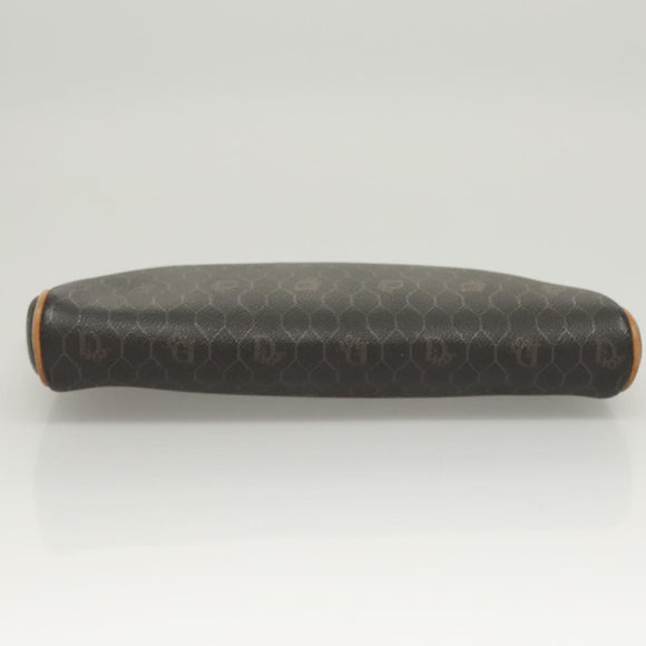 Christian Dior Honeycomb Canvas Clutch Bag PVC Black Auth ti3115