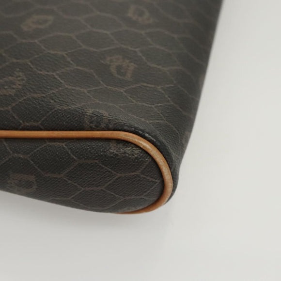 Christian Dior Honeycomb Canvas Clutch Bag PVC Black Auth ti3115