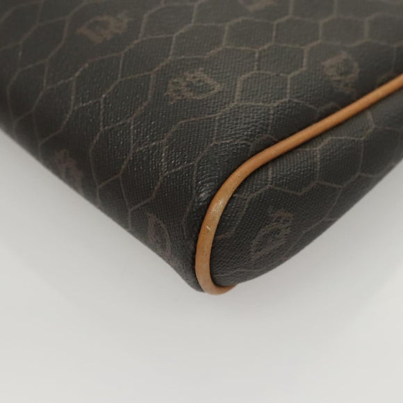 Christian Dior Honeycomb Canvas Clutch Bag PVC Black Auth ti3115