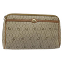 Christian Dior Honeycomb Canvas Clutch Bag PVC Beige Gold Auth ti3116-1