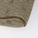 Christian Dior Honeycomb Canvas Clutch Bag PVC Beige Gold Auth ti3116-16