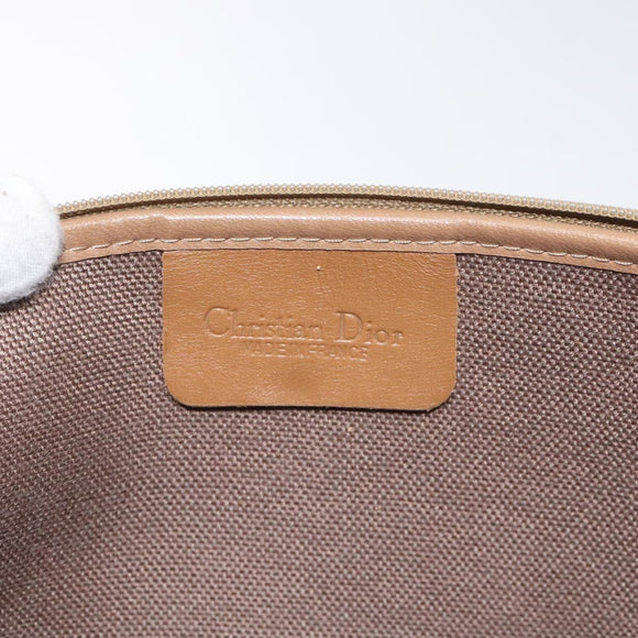Christian Dior Honeycomb Canvas Clutch Bag PVC Beige Gold Auth ti3116