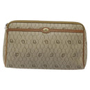 Christian Dior Honeycomb Canvas Clutch Bag PVC Beige Gold Auth ti3116-13