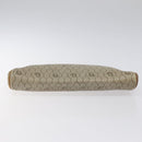 Christian Dior Honeycomb Canvas Clutch Bag PVC Beige Gold Auth ti3116-6