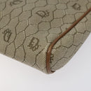 Christian Dior Honeycomb Canvas Clutch Bag PVC Beige Gold Auth ti3116-7