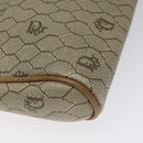 Christian Dior Honeycomb Canvas Clutch Bag PVC Beige Gold Auth ti3116-14