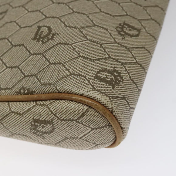 Christian Dior Honeycomb Canvas Clutch Bag PVC Beige Gold Auth ti3116