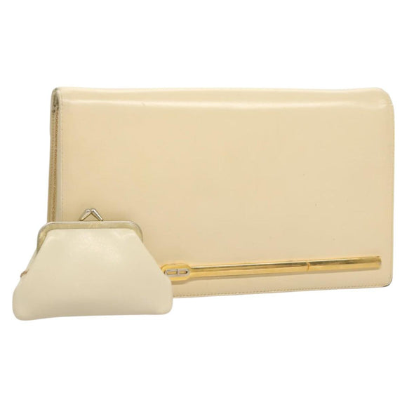 Christian Dior Shoulder Bag Leather Beige Gold Auth ti3120