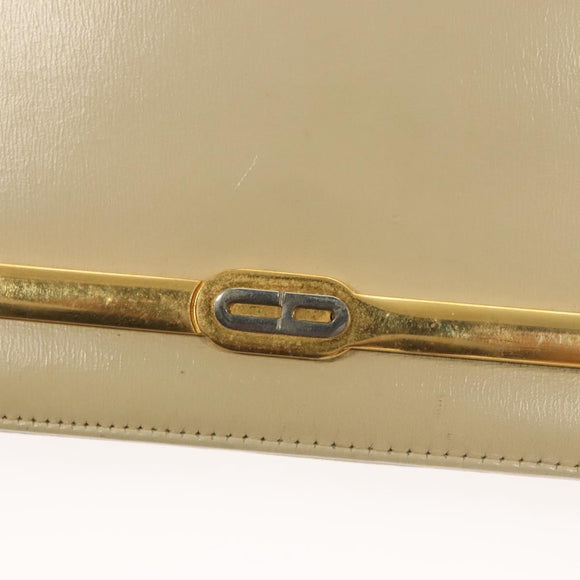 Christian Dior Shoulder Bag Leather Beige Gold Auth ti3120