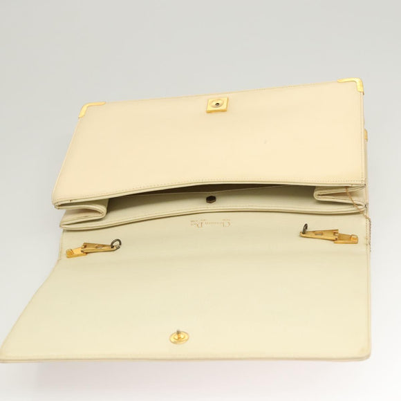Christian Dior Shoulder Bag Leather Beige Gold Auth ti3120