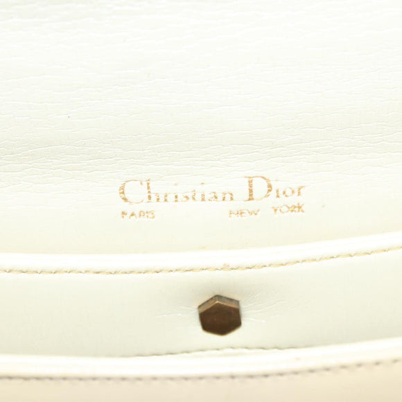 Christian Dior Shoulder Bag Leather Beige Gold Auth ti3120