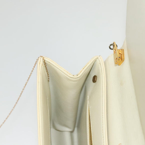 Christian Dior Shoulder Bag Leather Beige Gold Auth ti3120