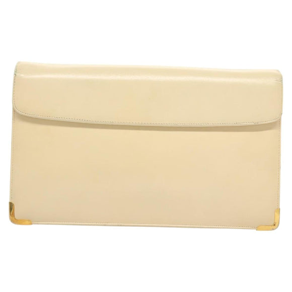 Christian Dior Shoulder Bag Leather Beige Gold Auth ti3120