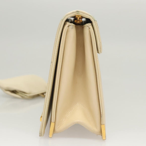 Christian Dior Shoulder Bag Leather Beige Gold Auth ti3120