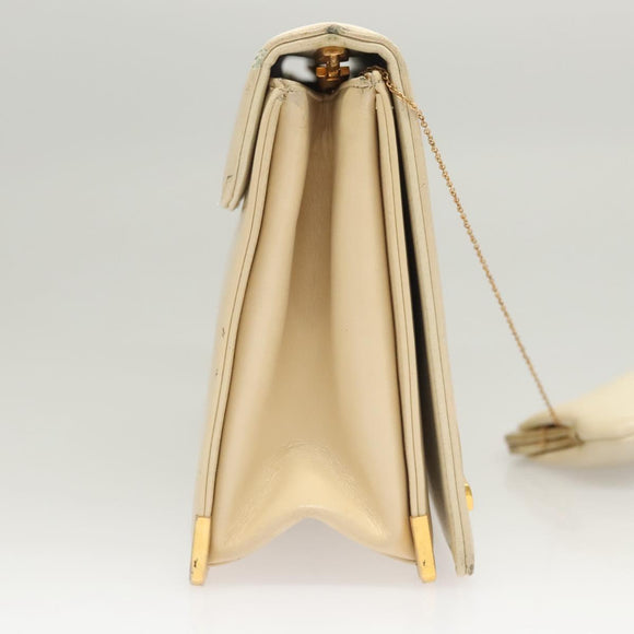 Christian Dior Shoulder Bag Leather Beige Gold Auth ti3120