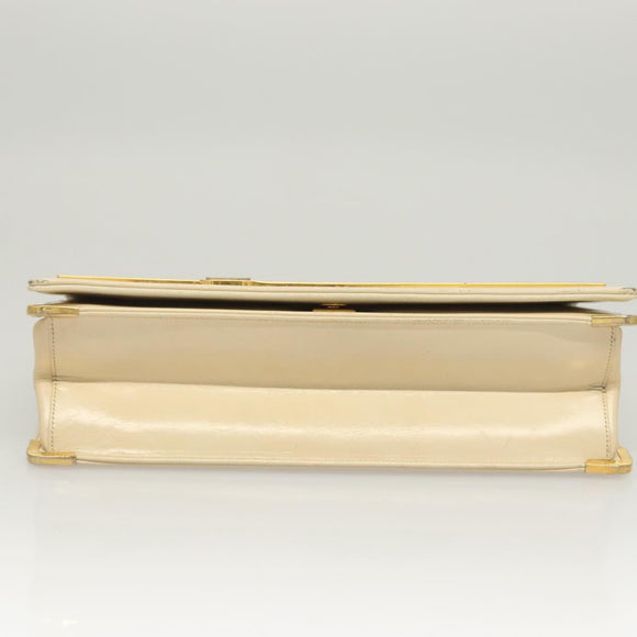 Christian Dior Shoulder Bag Leather Beige Gold Auth ti3120