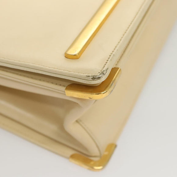 Christian Dior Shoulder Bag Leather Beige Gold Auth ti3120