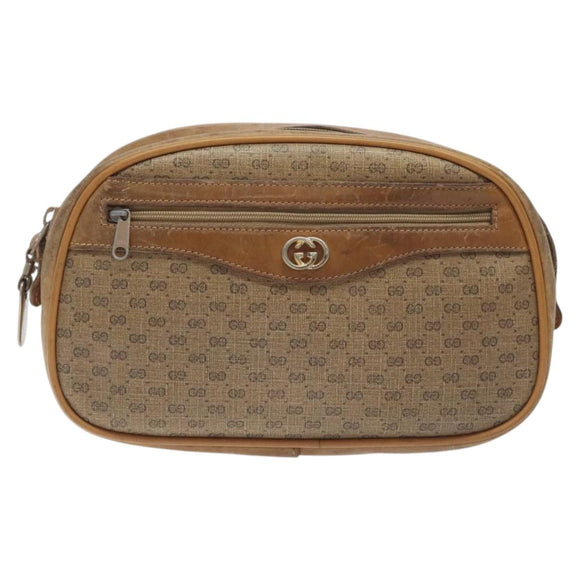 GUCCI Micro GG Supreme Shoulder Bag PVC Beige Gold Auth ti3123
