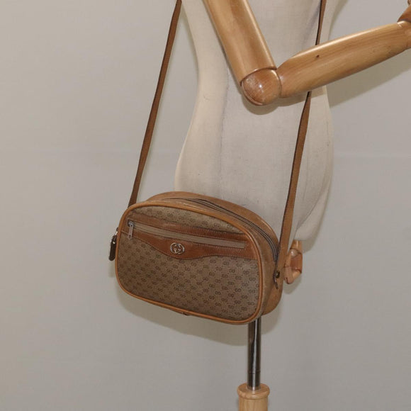 GUCCI Micro GG Supreme Shoulder Bag PVC Beige Gold Auth ti3123