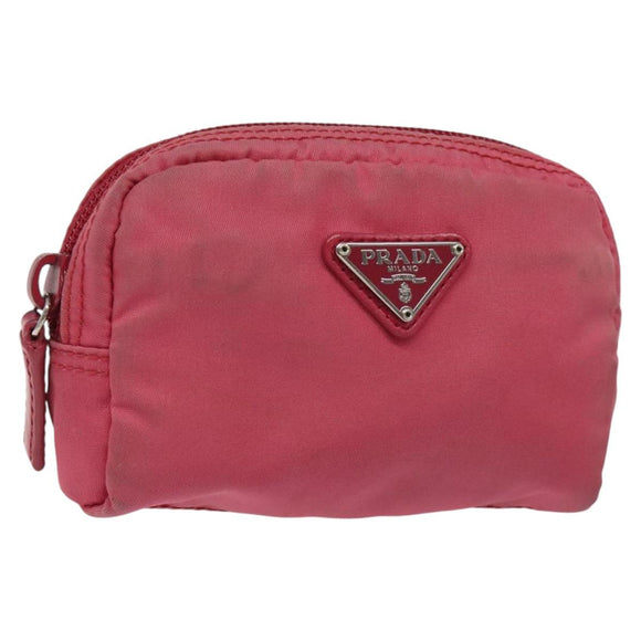 PRADA Pouch Nylon Pink Silver Auth ti3129