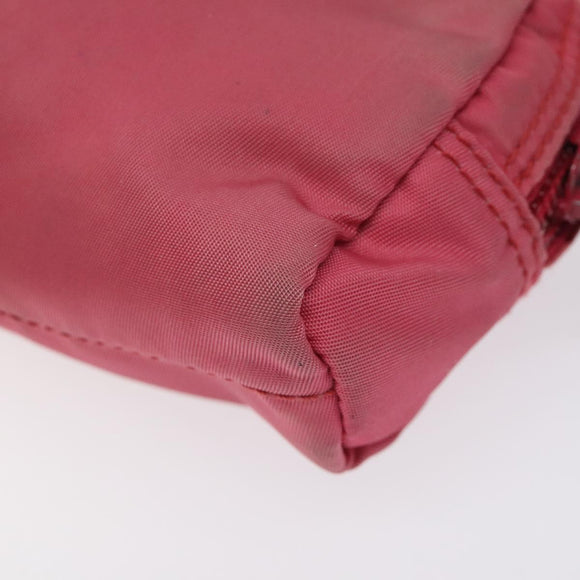 PRADA Pouch Nylon Pink Silver Auth ti3129