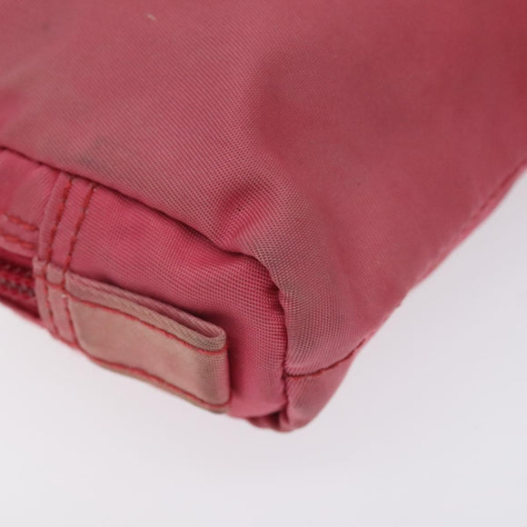 PRADA Pouch Nylon Pink Silver Auth ti3129