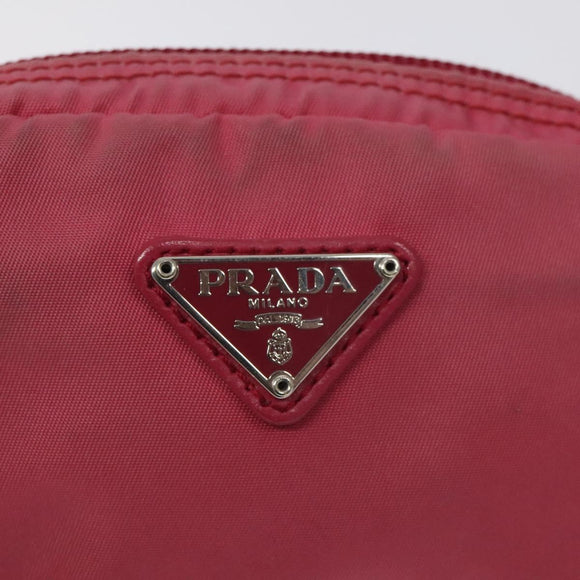 PRADA Pouch Nylon Pink Silver Auth ti3129